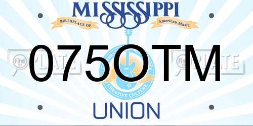 075OTM Mississippi License Plate