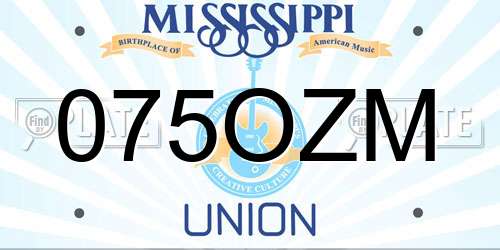 075OZM Mississippi License Plate