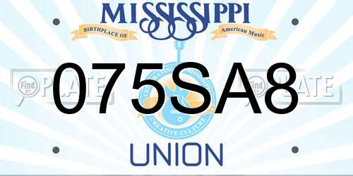 075SA8 Mississippi License Plate