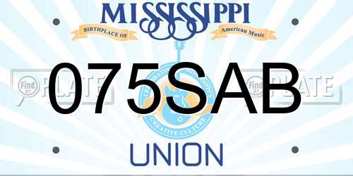 075SAB Mississippi License Plate