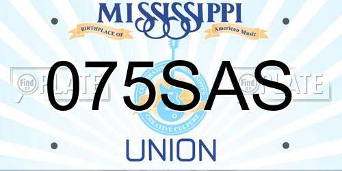 075SAS Mississippi License Plate