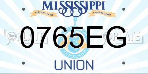 0765EG Mississippi License Plate