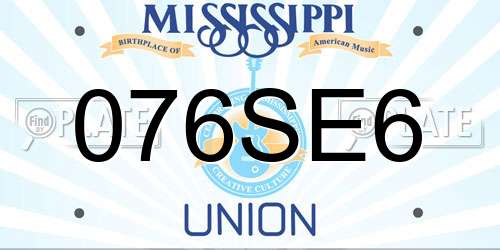 076SE6 Mississippi License Plate