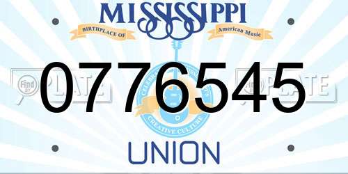 0776545 Mississippi License Plate