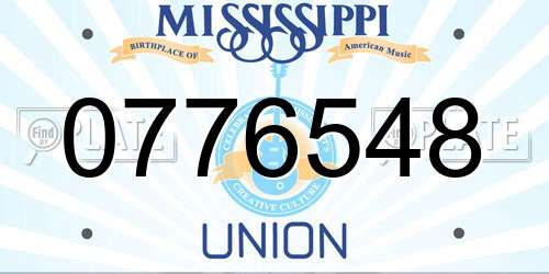 0776548 Mississippi License Plate