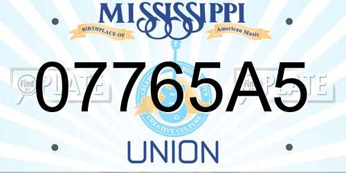 07765A5 Mississippi License Plate