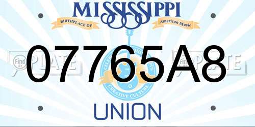 07765A8 Mississippi License Plate