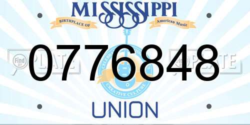0776848 Mississippi License Plate