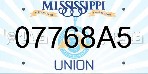 07768A5 Mississippi License Plate