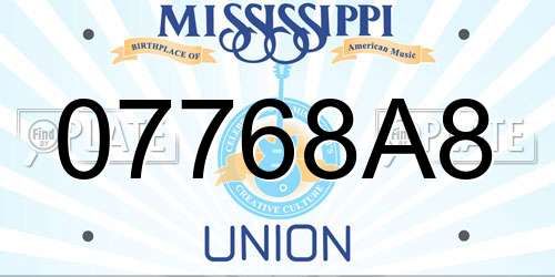 07768A8 Mississippi License Plate