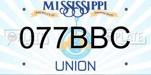 077BBC Mississippi License Plate
