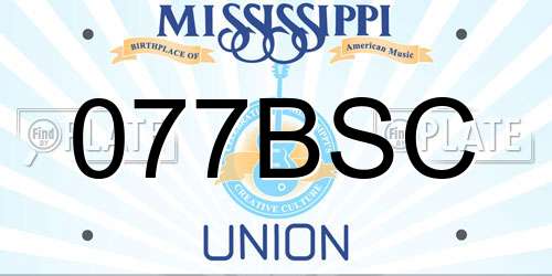 077BSC Mississippi License Plate