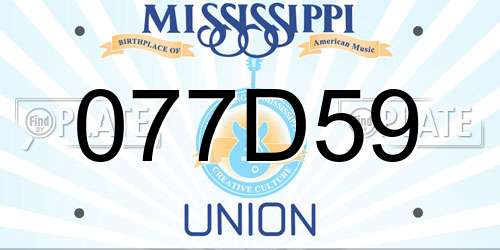 077D59 Mississippi License Plate