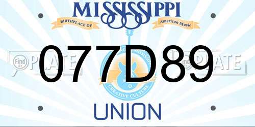 077D89 Mississippi License Plate