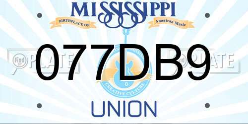 077DB9 Mississippi License Plate
