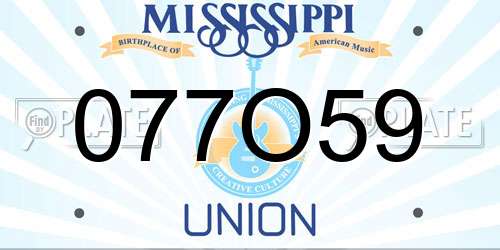 077O59 Mississippi License Plate