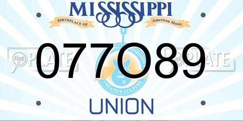 077O89 Mississippi License Plate