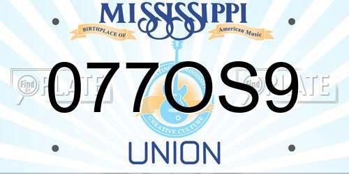 077OS9 Mississippi License Plate