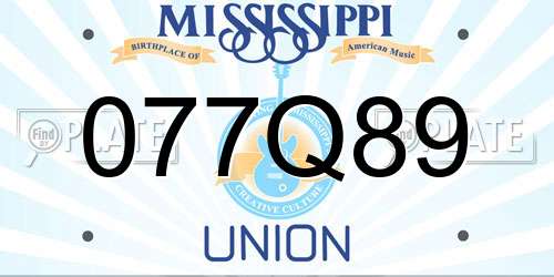 077Q89 Mississippi License Plate