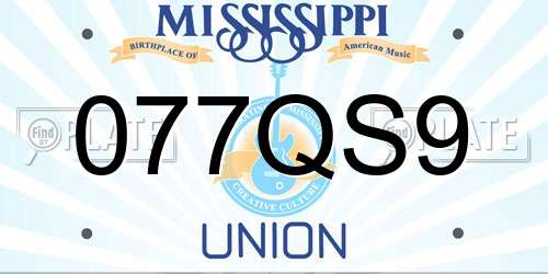 077QS9 Mississippi License Plate