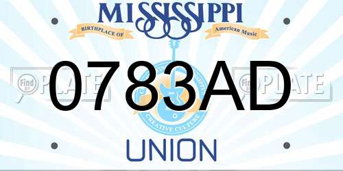 0783AD Mississippi License Plate