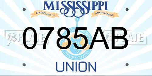 0785AB Mississippi License Plate