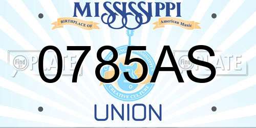 0785AS Mississippi License Plate