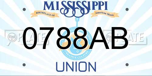 0788AB Mississippi License Plate