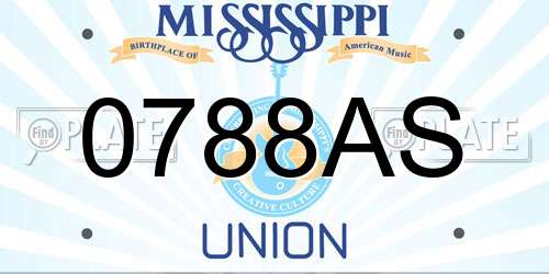 0788AS Mississippi License Plate