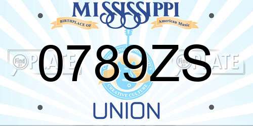0789ZS Mississippi License Plate