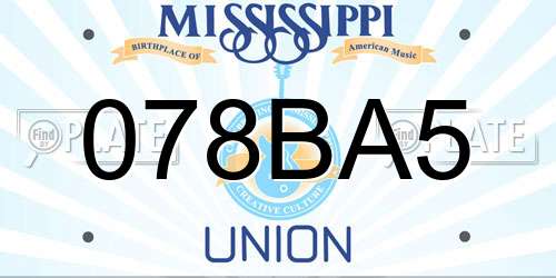 078BA5 Mississippi License Plate