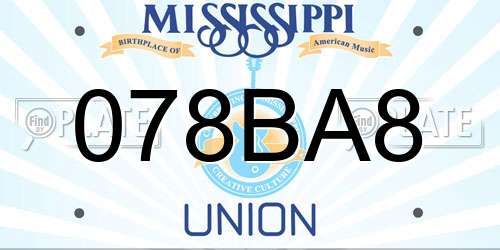 078BA8 Mississippi License Plate