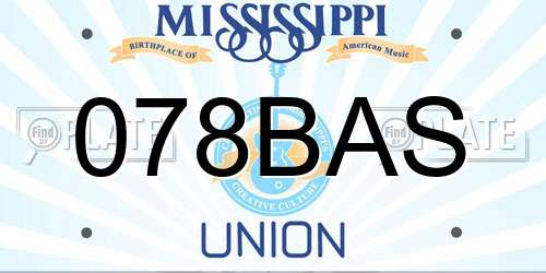 078BAS Mississippi License Plate