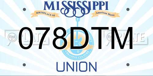 078DTM Mississippi License Plate