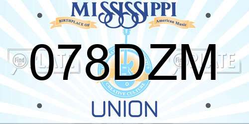 078DZM Mississippi License Plate