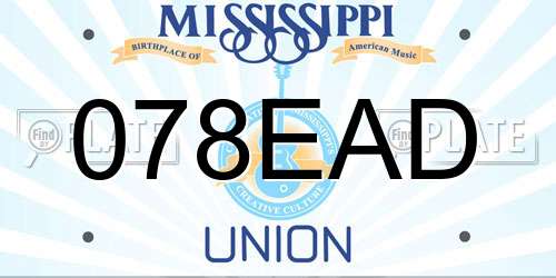 078EAD Mississippi License Plate