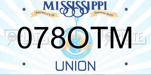 078OTM Mississippi License Plate