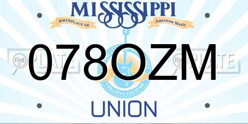 078OZM Mississippi License Plate