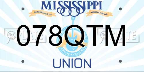 078QTM Mississippi License Plate