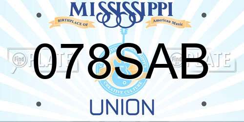078SAB Mississippi License Plate