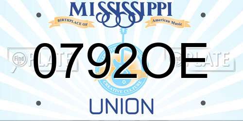 0792OE Mississippi License Plate