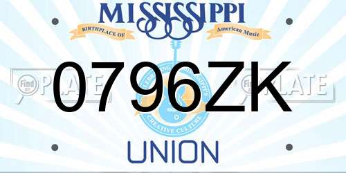 0796ZK Mississippi License Plate