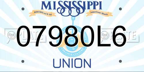 07980L6 Mississippi License Plate