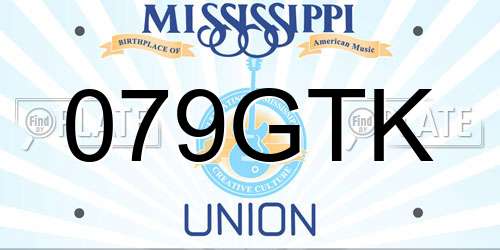 079GTK Mississippi License Plate
