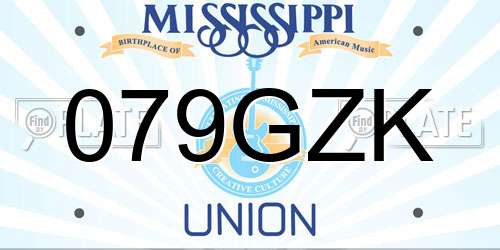 079GZK Mississippi License Plate