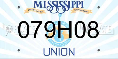079H08 Mississippi License Plate