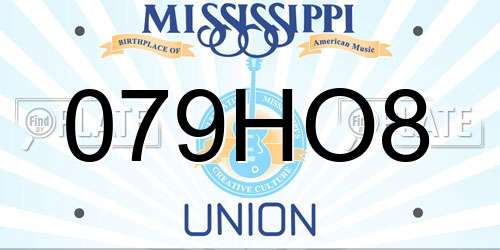 079HO8 Mississippi License Plate