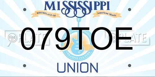 079TOE Mississippi License Plate
