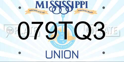 079TQ3 Mississippi License Plate