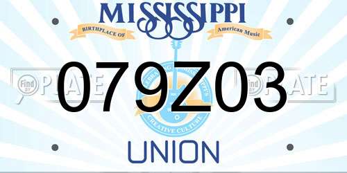 079Z03 Mississippi License Plate